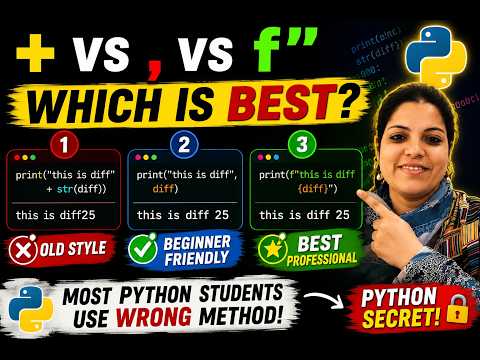Python Interview Trick Difference Between +, , and f Strings