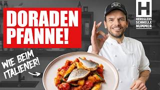 Doradenfilet auf geschmortem Kartoffel-Tomaten-Gemüse