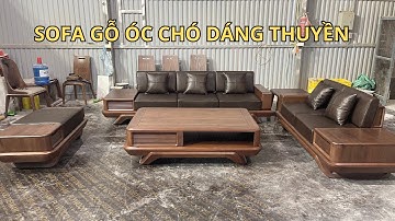 Sofa gỗ óc chó nhập khẩu nguyên kiện Bắc Mỹ, bộ bàn ghế nội thất gỗ óc chó mẫu chân thuyền