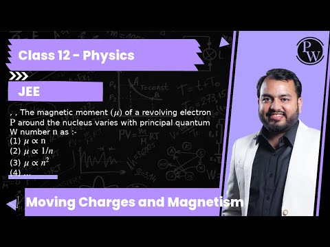 , , The magnetic moment (μ) of a revolving electronaround the nucleus varies with principal quant...