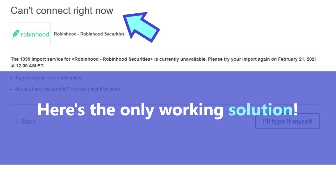 Turbotax Robinhood import not working! What to do if you can't import
