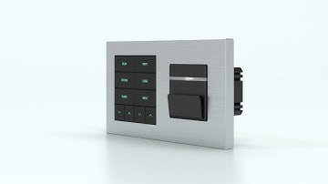 10-fold pushbutton with backlit text/symbols, proximity sensor and card holder for 2-fold plate