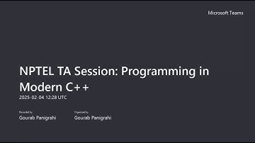 Programming in Modern C++ - Week 2 (NPTEL TA Sessions)