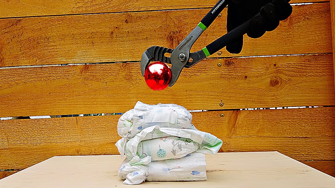 EXPERIMENT Scorching Metal Ball VS. Full DIAPERS! YouTube