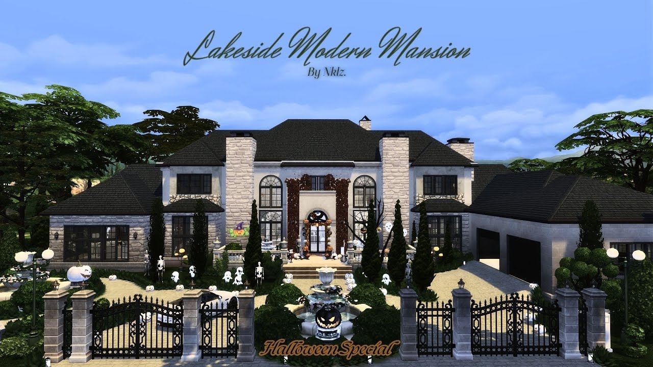 Lakeside Modern Mansion || Halloween Special || House Tour || CC build (TRAY+CC+LINKS)