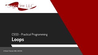 CS133P - Week 2 - For Loops