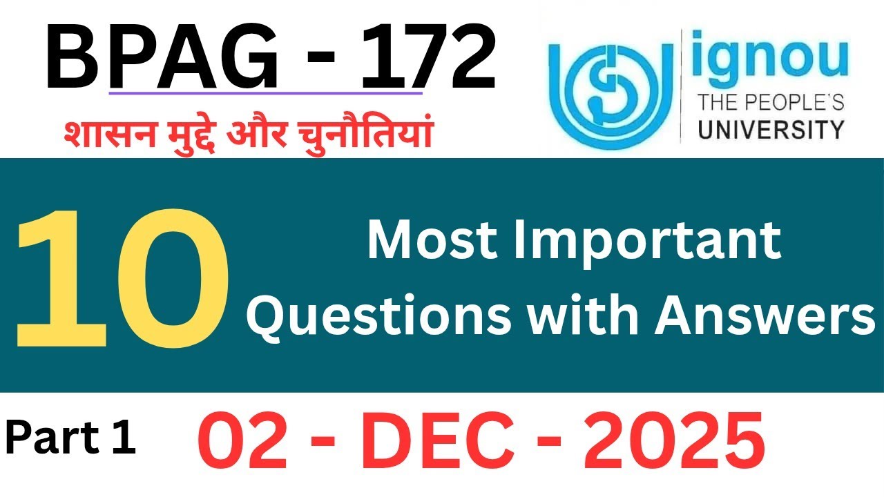 IGNOU BPAG 172 Important questions answer for december 2025
