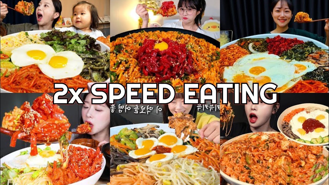 Bibimbap Korean Food Mukbang | ASMR 2x Speed Eating Show 