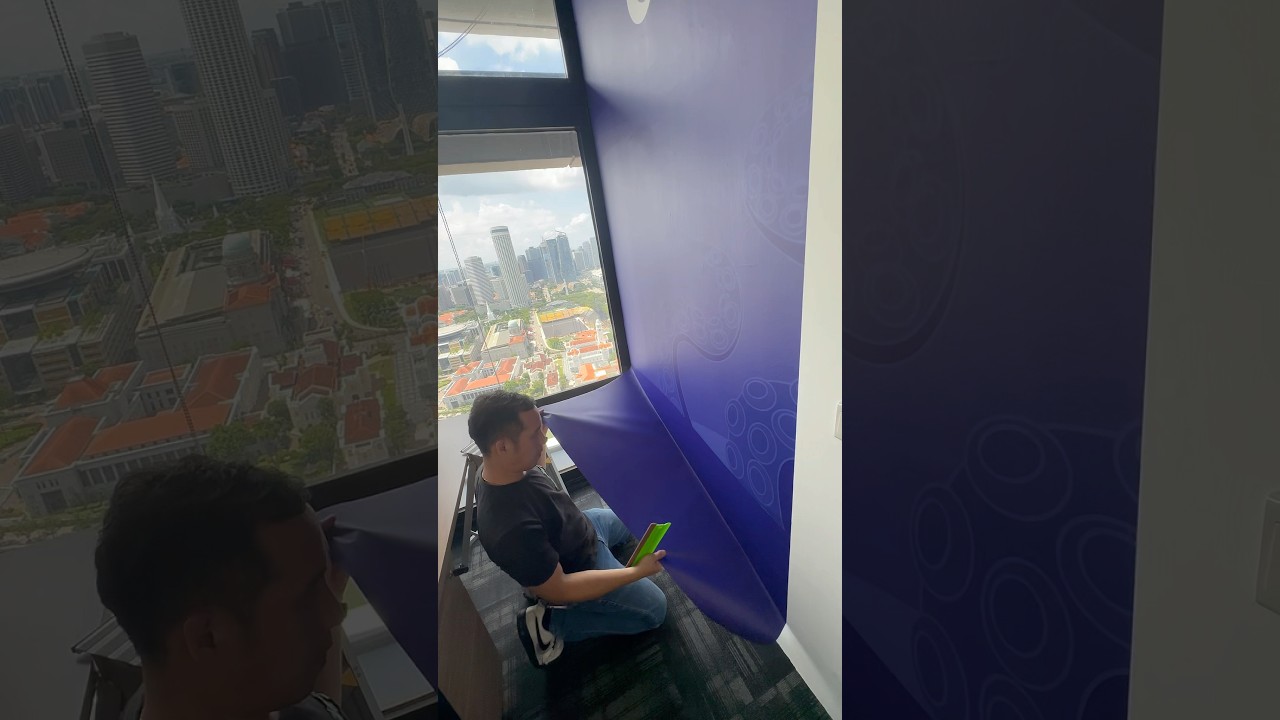 wall mural featuring a company logo, designed to make a bold statement in the workspace.