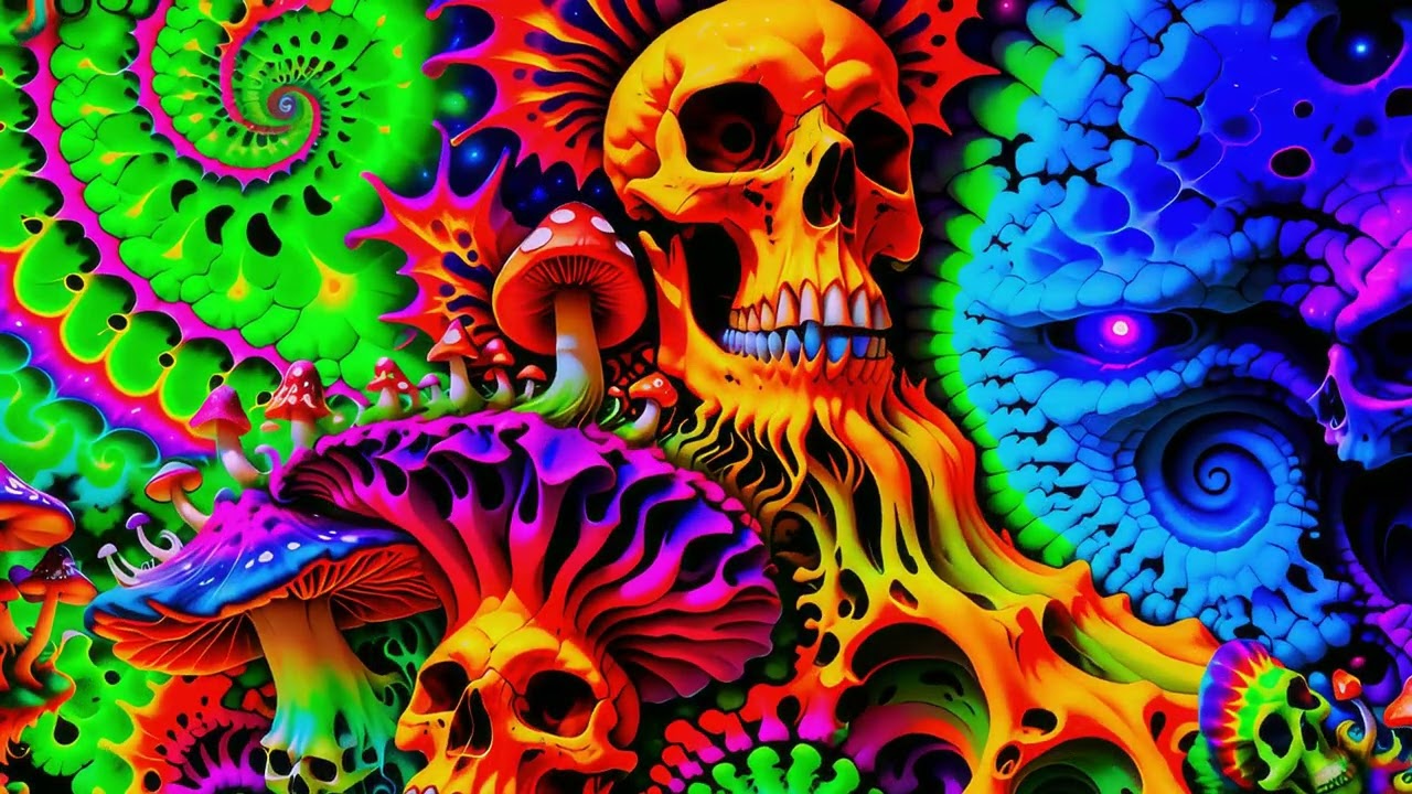 AI Manifest: The Dreaded Skull | Fractalized Psychedelic Visualizer for Insane Trips (4K)