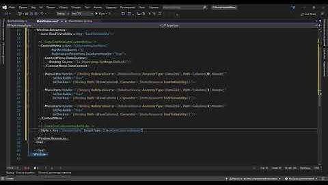 XAML ColumnHeader Show/Hide ContextMenu
