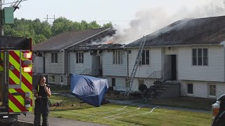 Man burned and more than a dozen firefighters treated after Veazie fire
