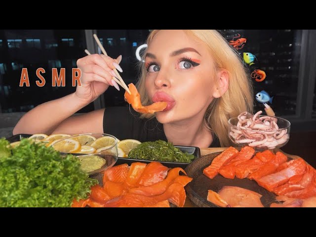 АСМР ИТИНГ СЕМГА 🦐🐟ASMR SALMON EATING SHOW 🦑🦀Mukbang / Мукбанг / 먹방 , 연어