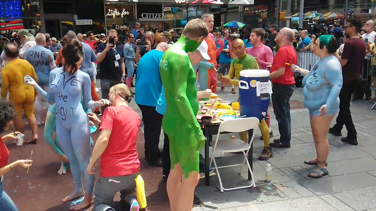 New york nude body men painting times square 14 june 2019 YouTube
