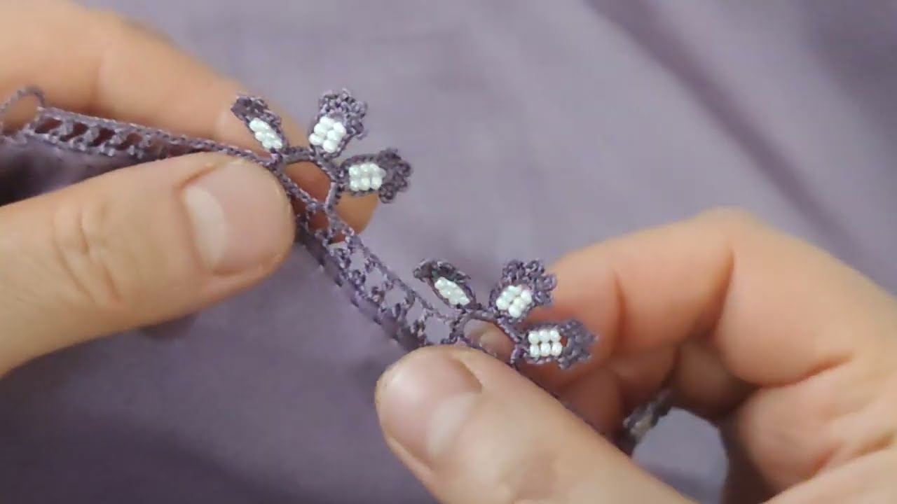 Tek sıra ŞAHANE çok güzel ve kolay çiçek gibi kumboncuk oyası sizlerle 😉👌(637.model)