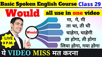 🔴 Live Class | WOULD uses In Spoken English | Basic English Course Class 29 | Modal Verbs |