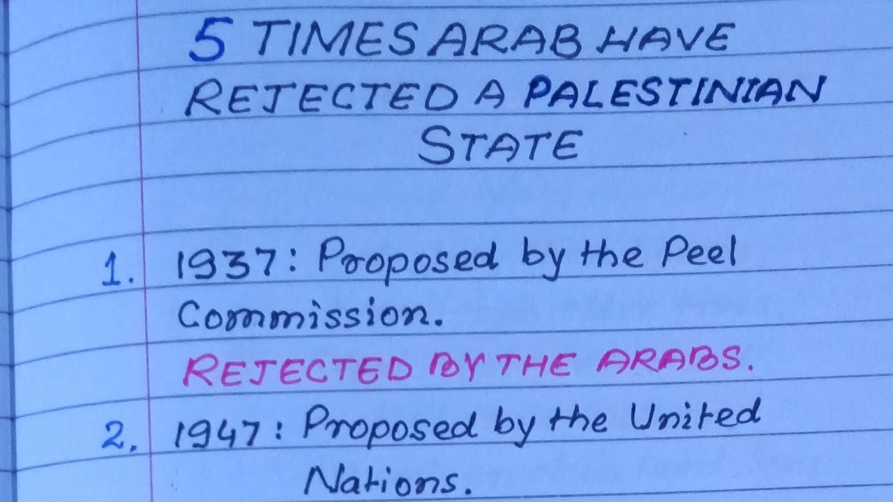 5 Times Arab Have Rejected A Palestinian State | Arab Rejected Palestine State | 