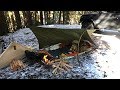 雪のタープ泊なミニマムソロキャンプ (Part34) Snow solo camping minimum equipment.