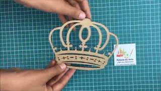 Aplique Coroa Arredondada Em Mdf 15X11,7Cm Palácio Da Arte