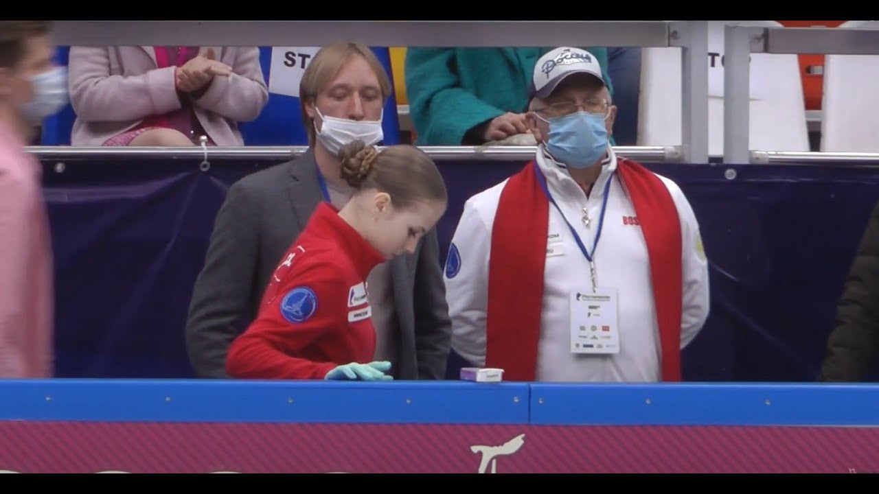 Александра Трусова, Евгений Плющенко, Дмитрий Михайлов перед КП II этап кубка России 10.10.2020