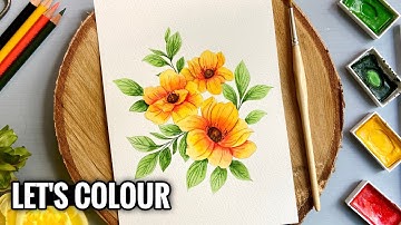 No-Line Colouring Technique: Soft Floral Art from Digital Stamps
