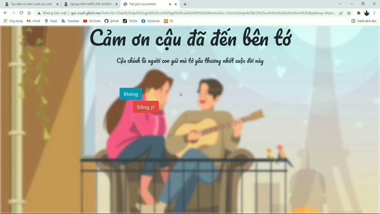 Cách tạo web tỏ tình 8/3 không cần code - youtube