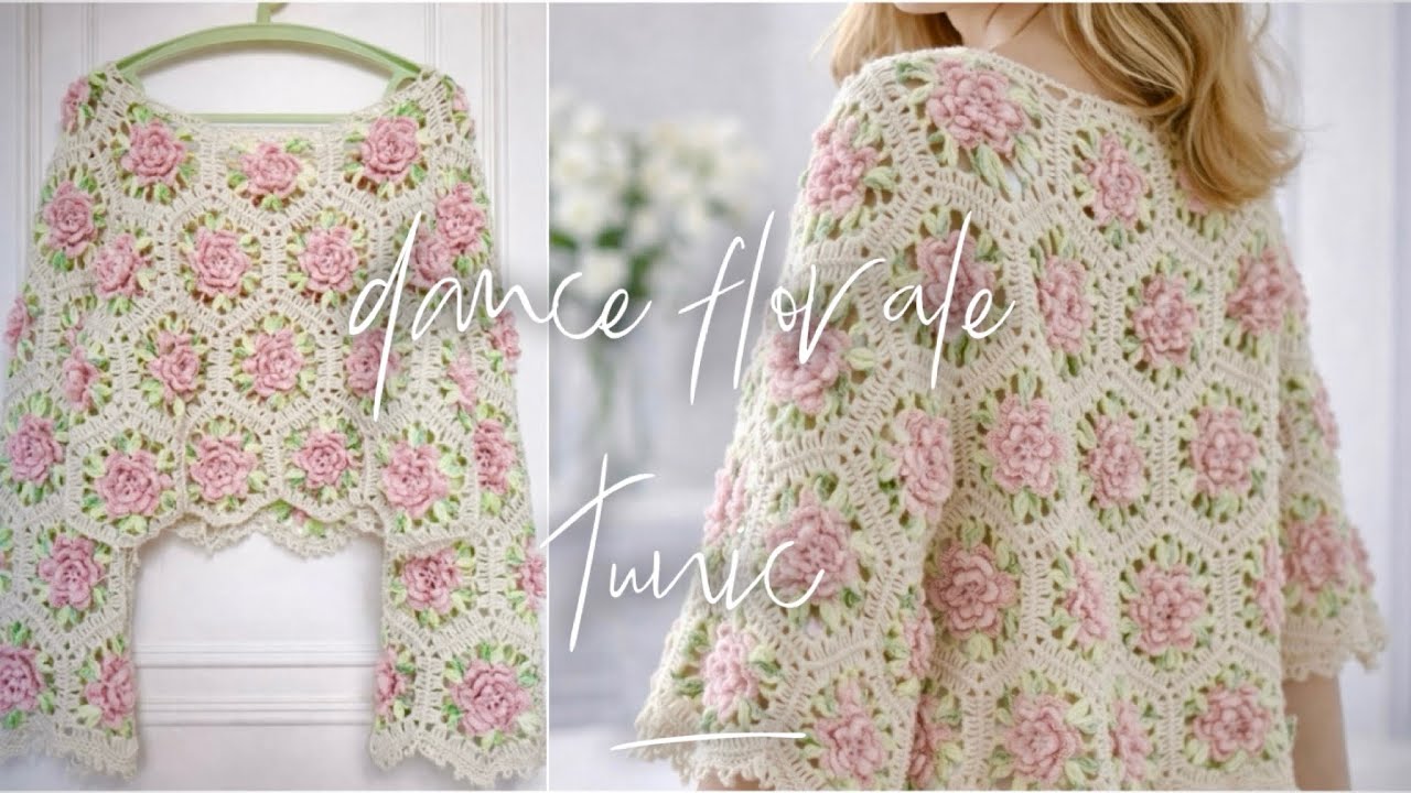 Эта туника захватила Pinterest  🌸🌸🌸 Вяжем вместе крючком! Beautiful ROSE HEXAGON tunic