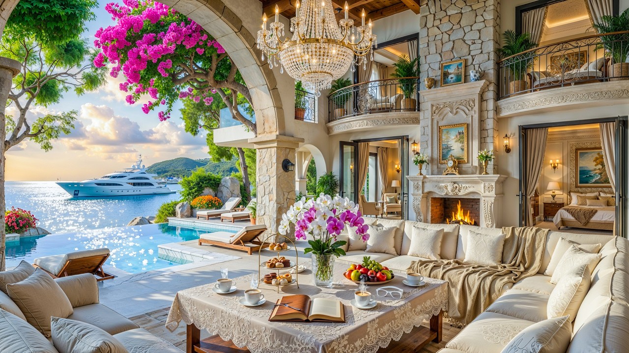 Нежный весенний джаз для концентрации | Теплая фортепианная и каминная атмосфера для учебы, работ...