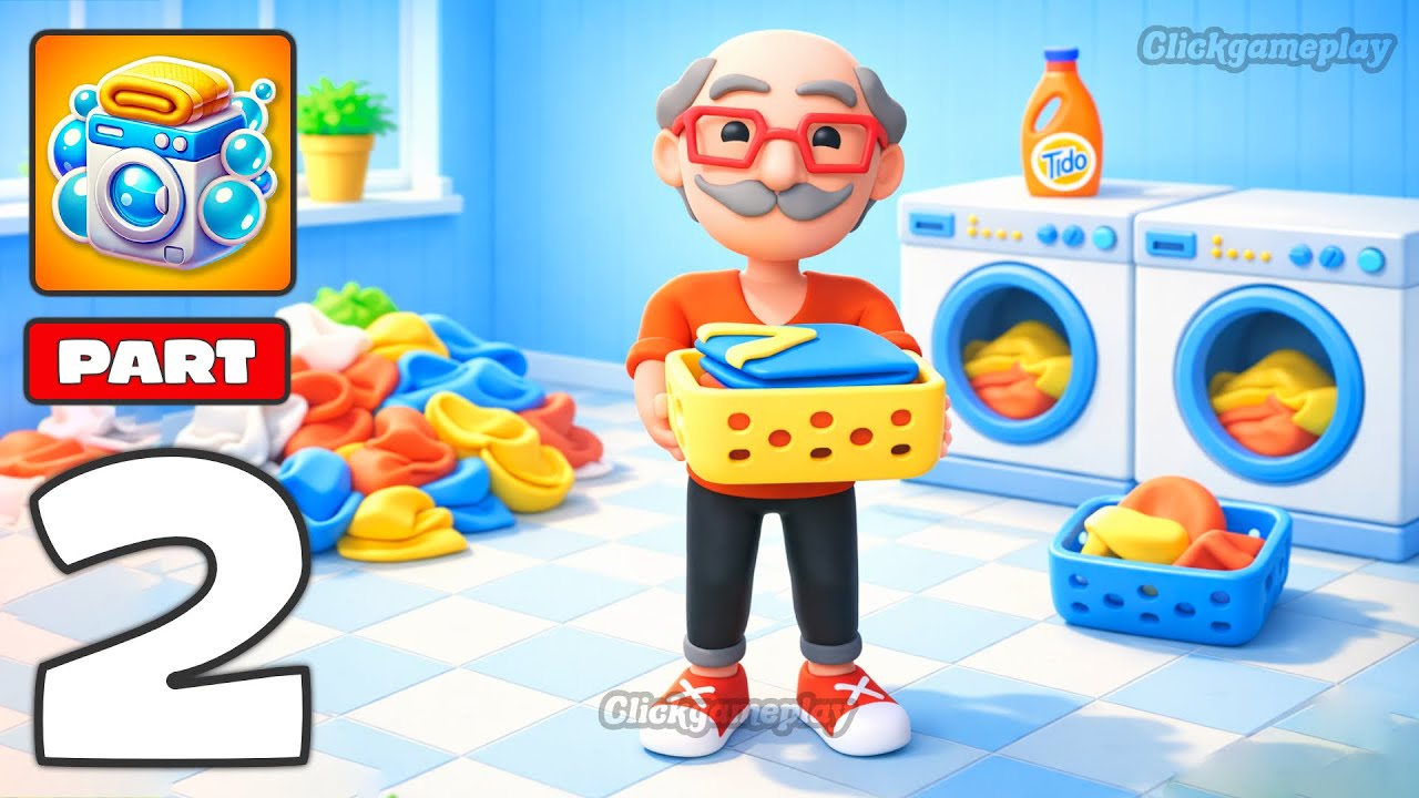 Laundry Rush - Idle Game - Gameplay Walkthrough Part 2 - Cleaning Dirty Laundry (iOS, Android)