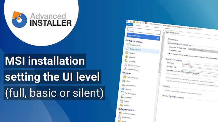 MSI installation - setting the UI level (full, basic or silent)