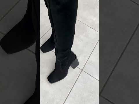 Сапоги чулки женские замшевые черные на каблуке 9912 Цена 95 у е