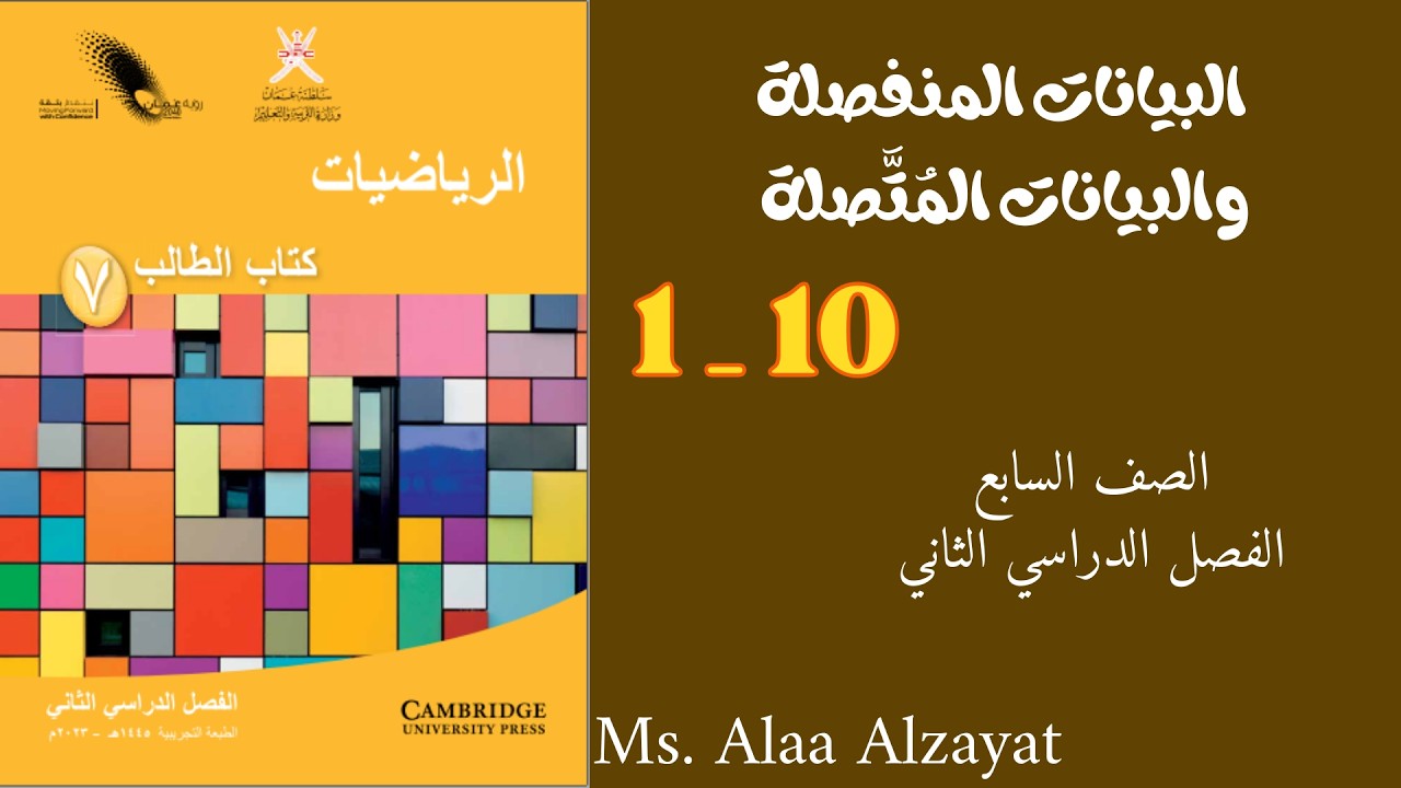 درس البيانات المنفصلة والبيانات المتصلة للصف السابع الفصل الدراسي الثاني _ سلطنة عمان