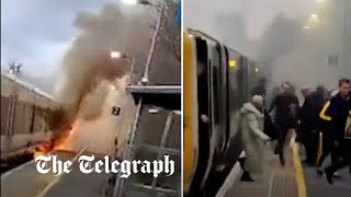 video: Watch: Train bursts into flames with passengers still on board