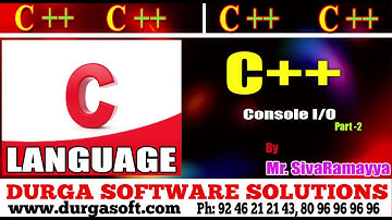 C++ tutorial || onlinetraining||Console I/O Part-2 by Sivaramayya