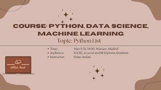 Lesson 3 - Python List | Data Science & Machine Learning for High School Students