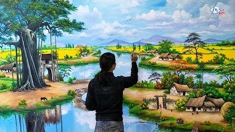 ĐT:0969.033.288/ Vẽ tranh tường 3d phong cảnh đồng quê. Đào tạo các khóa học vẽ tranh.