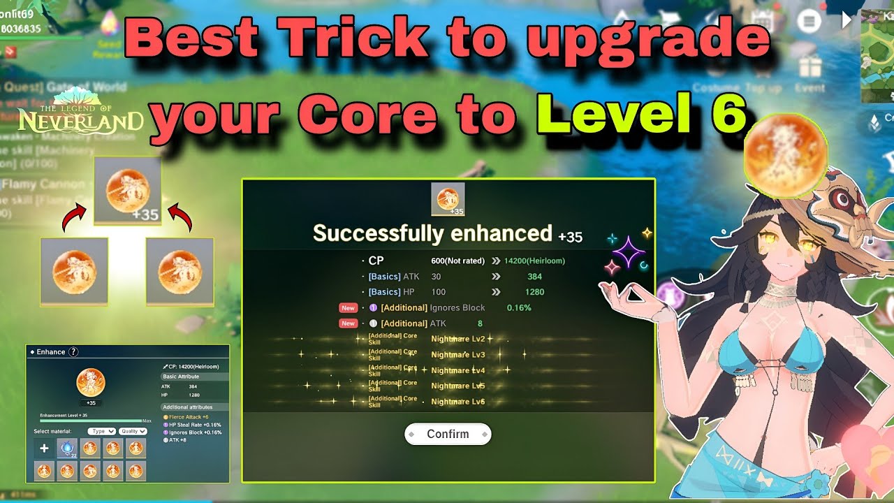 New Trick to upgrade your Core to higher grade and to LV 6 💯✨ | Neverland 🎉✨