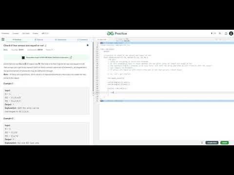 Check if two arrays are equal or not | Arrays | Leetcode Problem