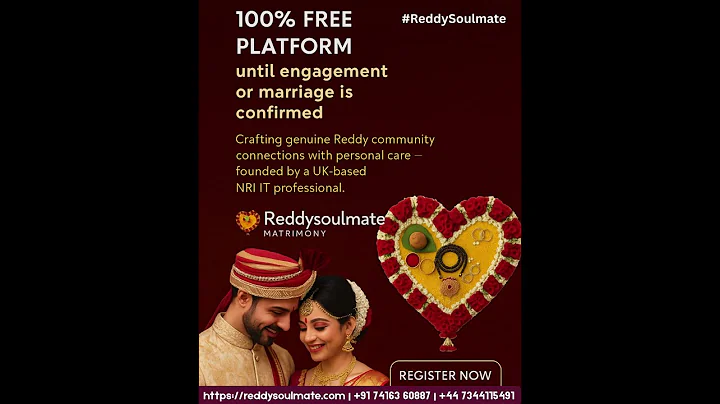 🌏 ReddySoulmate – Trusted Reddy Matrimony Platform for Global Connections