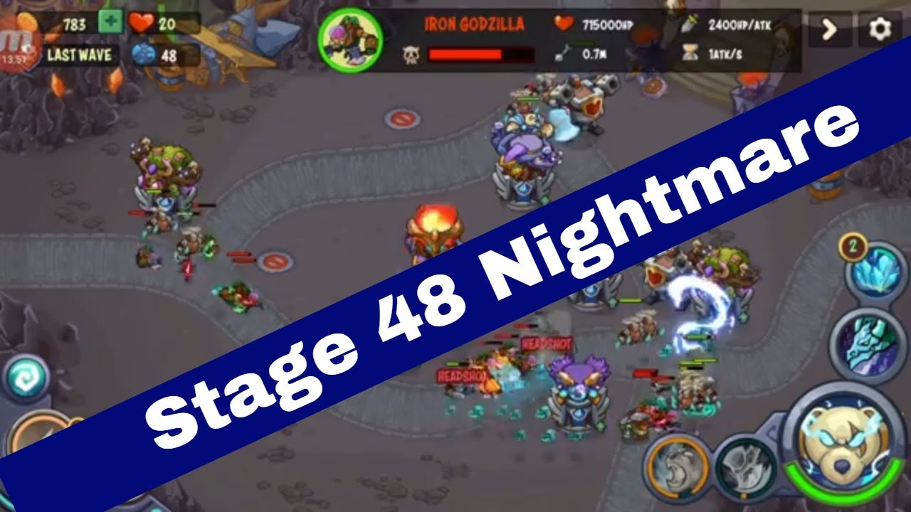 World 2 Level 48 King of Defense Nightmare | Stage 48 Nightmare King of Defense TD | 3 Star