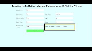 how to insert radio button value into database in ASP.NET