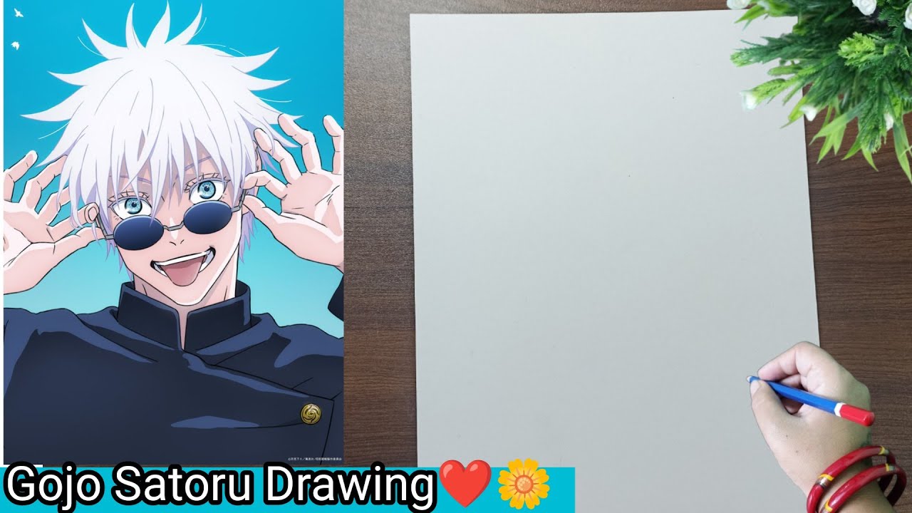 How To Draw Gojo Step By Step🌼 |Gojo Drawing Very Easy Step By Step ...