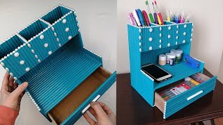 DIY Desktop Organizer Waste Paper  Paper Craft  Pen Holder Organizer