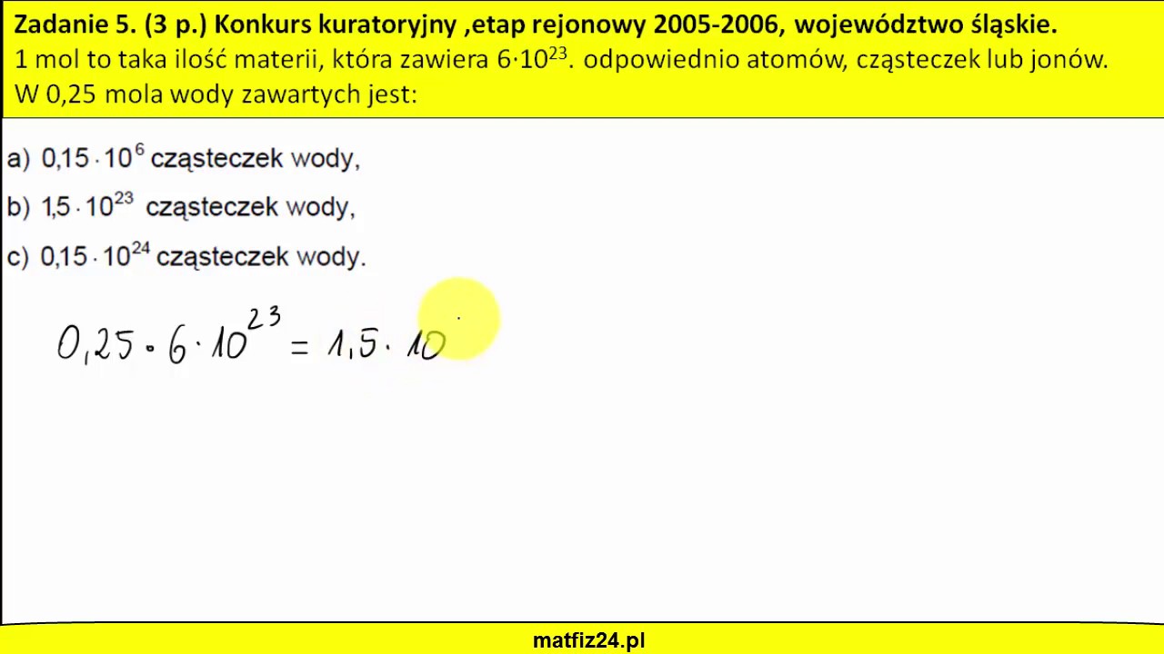 Co to jest mol? W 0,25 mola zawartych jest...? MatFiz24.pl
