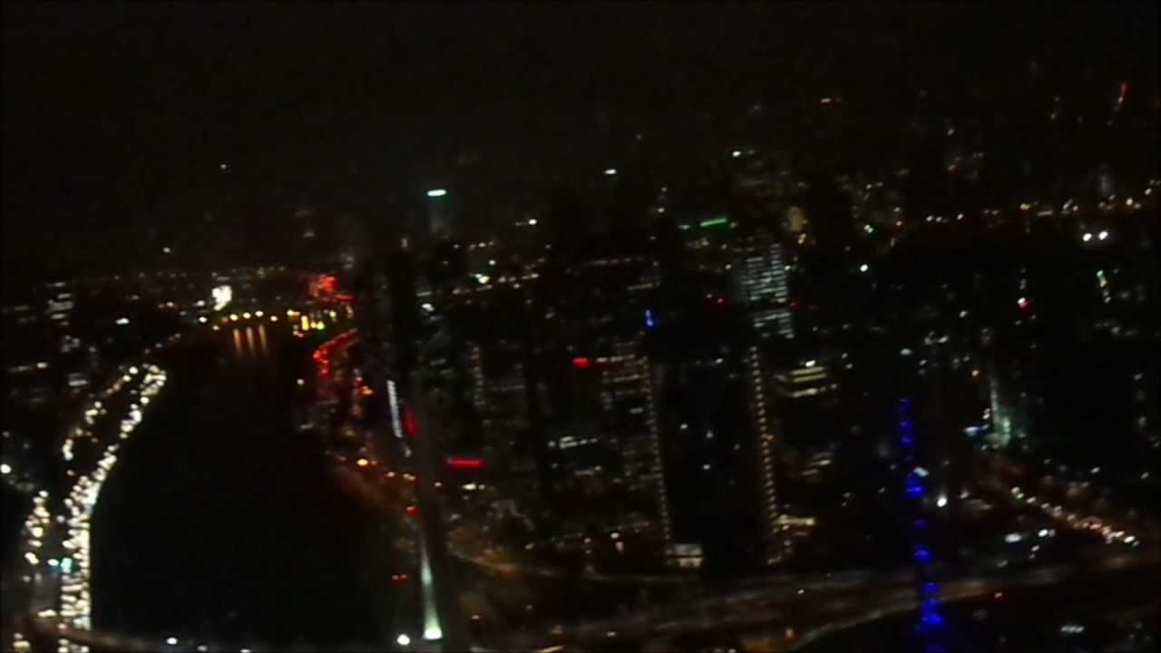 Helicopter flight at night over Sao Paulo, Brazil