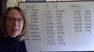 k and g (mid/final) MINIMAL PAIRS WITH PRONUNCIATION