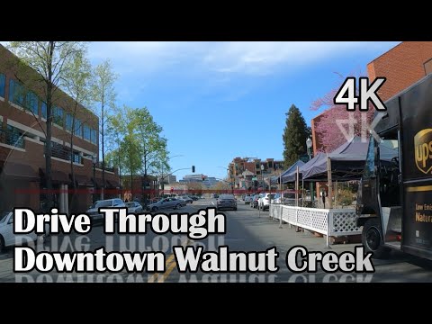 Drive through Downtown Walnut Creek from Lafayette, and to Martinez - California Travel 04/08/21 4K