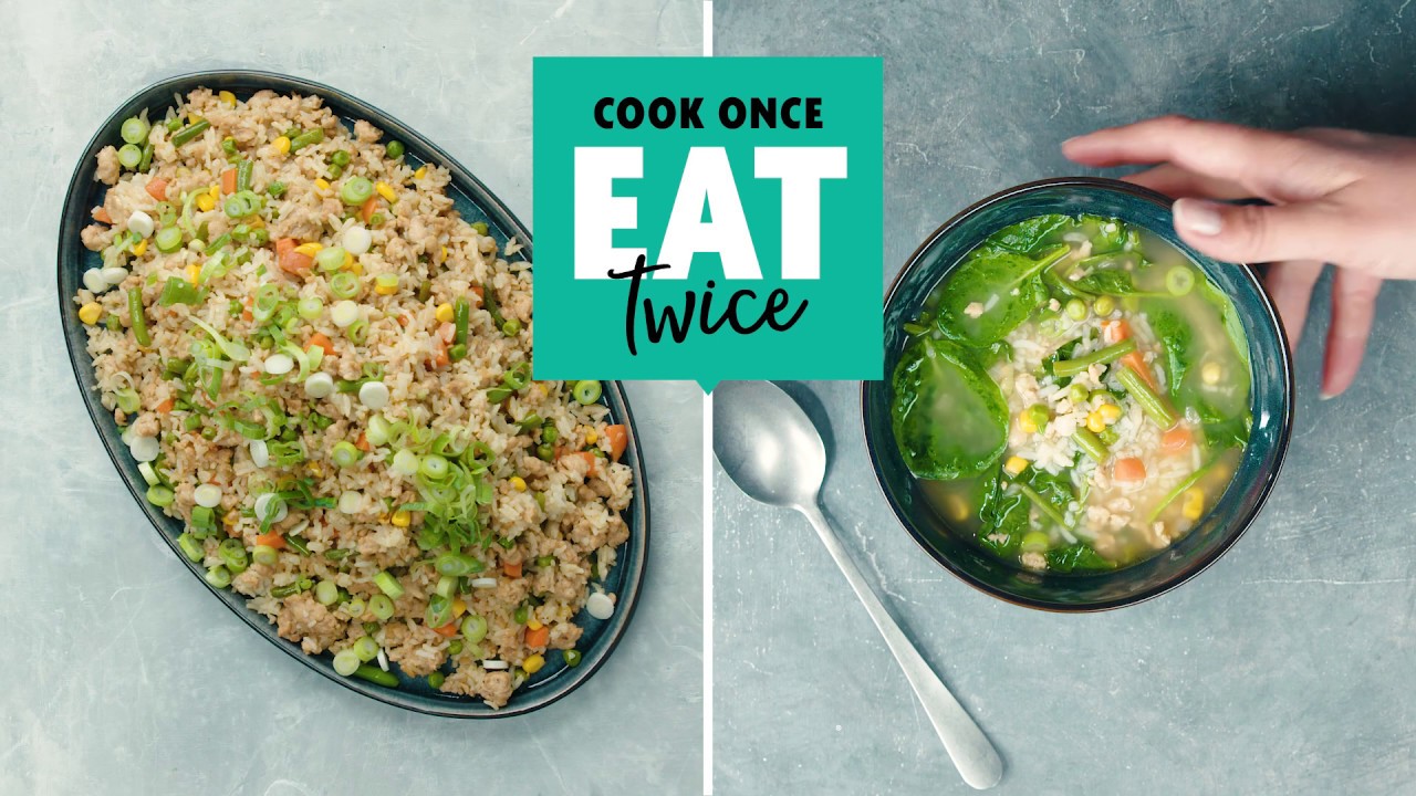 Cook Once, Eat Twice: Ground Turkey Fried Rice - Savory - YouTube