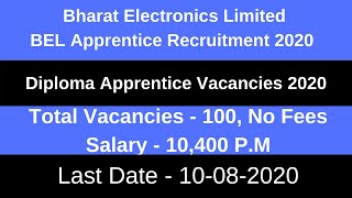 BEL Apprentice Recruitment 2020 | BEL Diploma Apprentice Recruitment 2020 | BEL Apprentice  2020