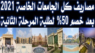 تنسيق الجامعات الخاصة 2021 | مصاريف كل الجامعات الخاصة بعد خصم 50% من المصروفات الدراسية لعام 2021